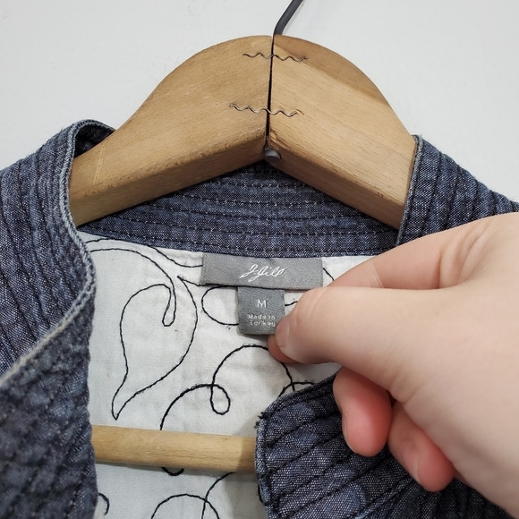 J. Jill Floral Stitched Chambray Jacket - Picture 3 of 3